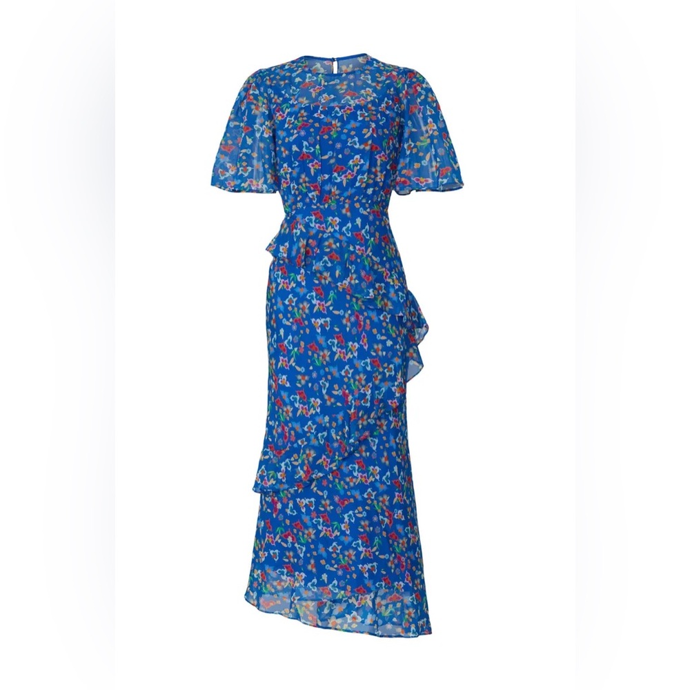 SALONI Blue Floral Ruffle Maxi Dress - Picture 3 of 6
